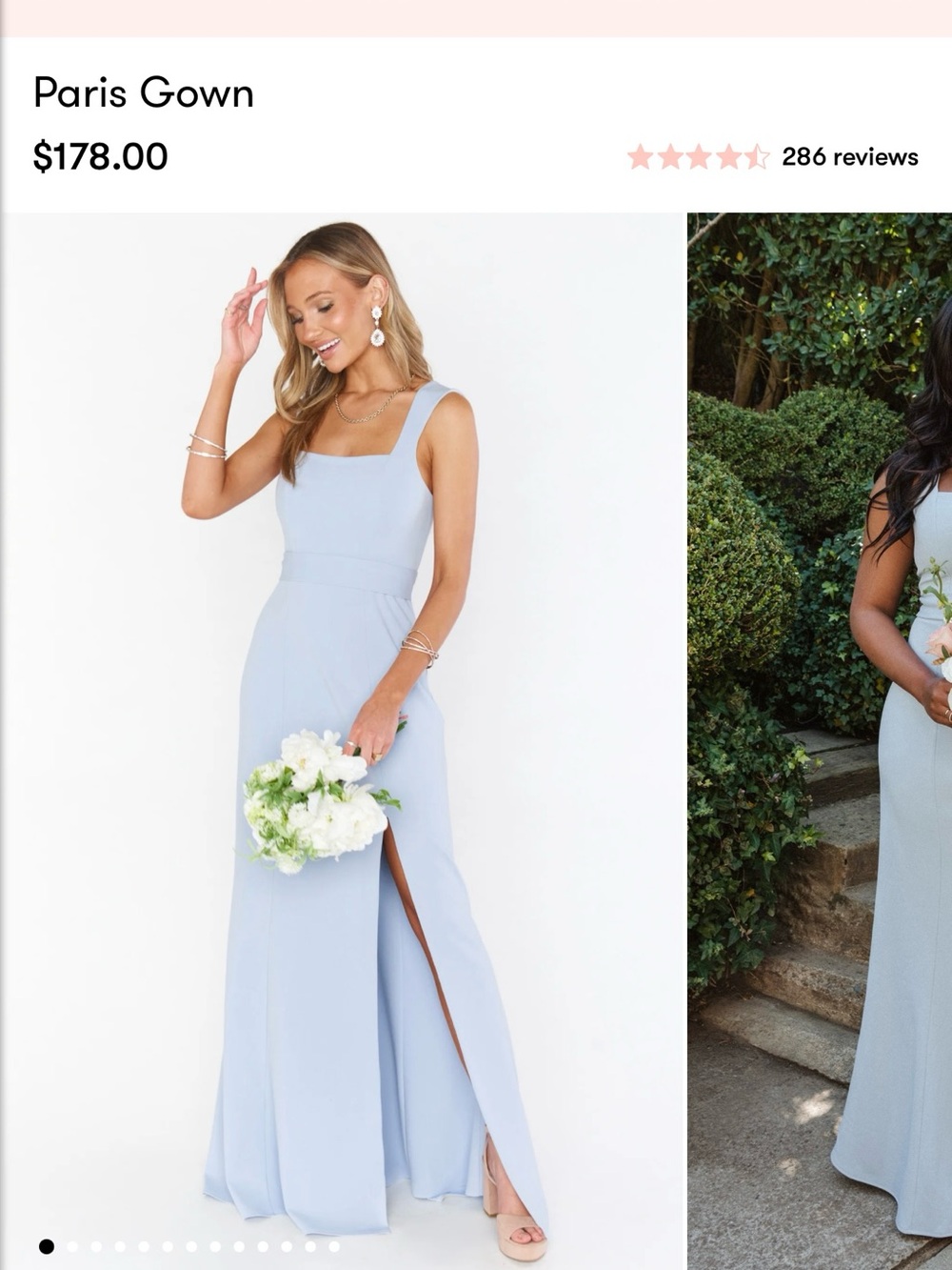 Show Me Your MuMu Paris Gown Pale Blue Bridesmaid Slip Dress with Front Slit